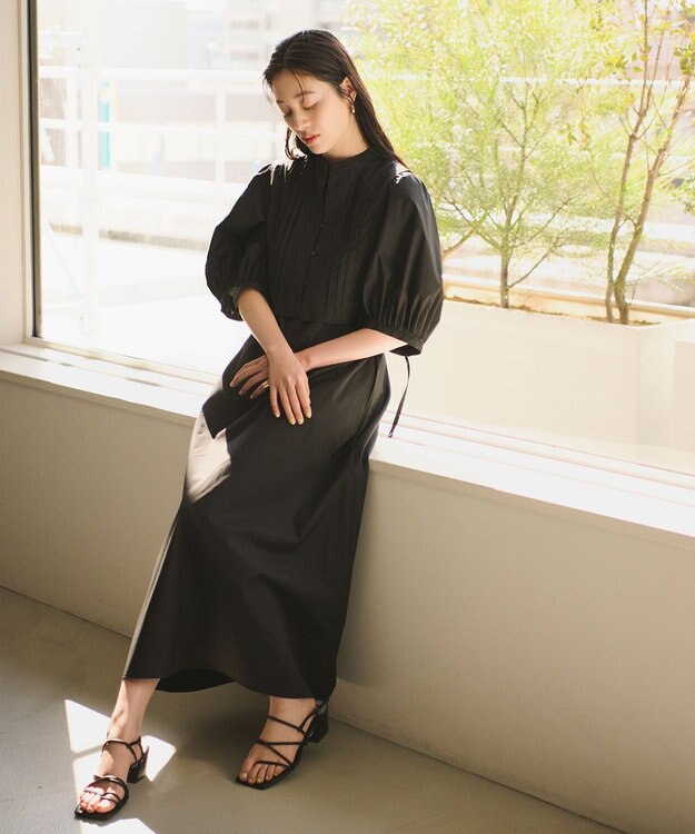 #Newans 【洗える】ピンタックベストコンビワンピース ブラック系