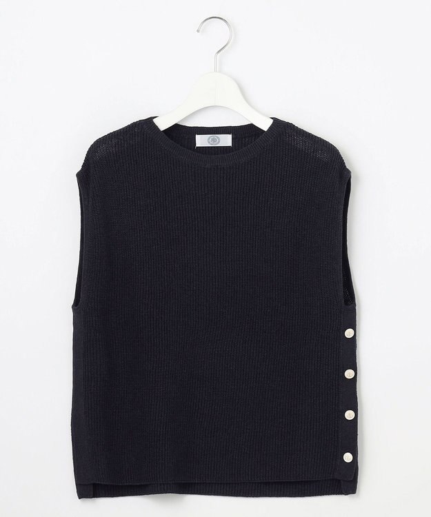 J.PRESS LADIES S 【洗える】Linen Cotton Vest  ニット ベスト ネイビー系