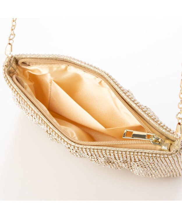 UNBILLION カシュカシュ cachecache / メタリックビーズスクエアミニショルダー ゴールド