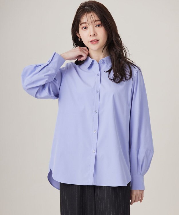 ANY SIS L 【洗える】ランタンスリーブ シャツ ライトブルー