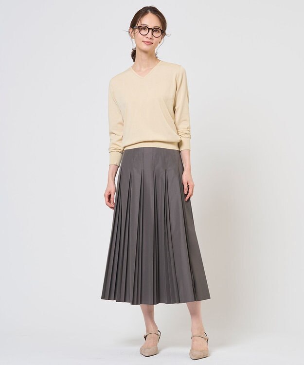 J.PRESS LADIES S 【WEB限定カラーあり】TC ライトタンブラー プリーツ スカート スレート系