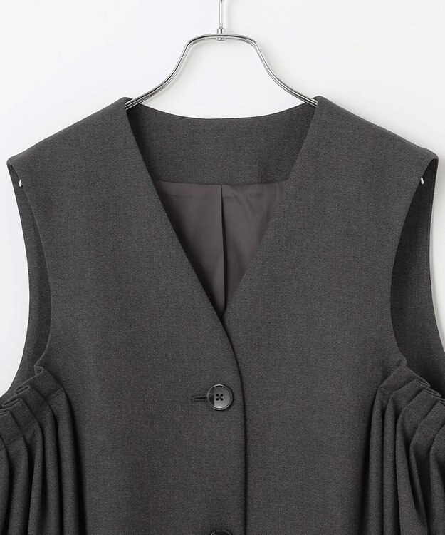 #Newans 【セレモニーにも】〈亀恭子さんコラボ〉サイドギャザージレ グレー