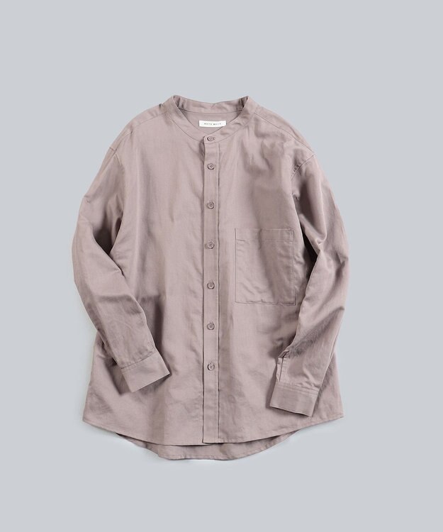 WHITE MAILS 【UNISEX】COTTON PAPER SOFT TWILL バンドカラーシャツ パープル