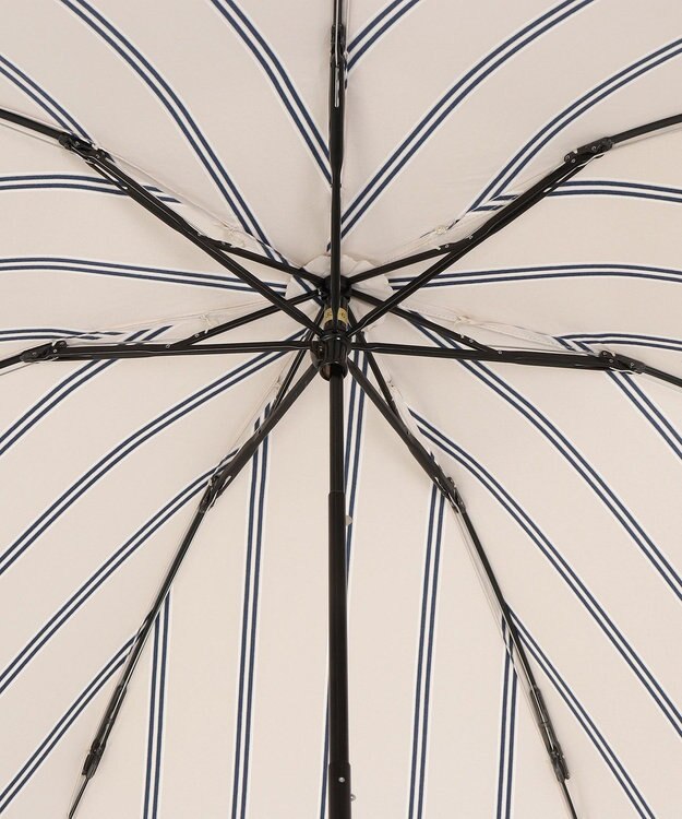 MOONBAT 【雨傘】ランバン オン ブルー(LANVIN en Bleu) リボンストライプ 折りたたみ傘  楽々開閉 クイックアーチ ベージュ