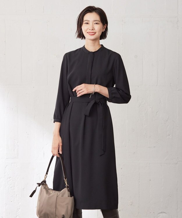 J.PRESS LADIES 【洗える】ノルディス2wayジョーゼット ワンピース ブラック系