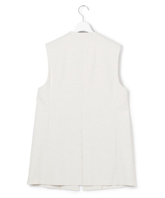 23区 L 【セットアップ対応】オックスストレッチ ノーカラー ジレ ライトグレー系