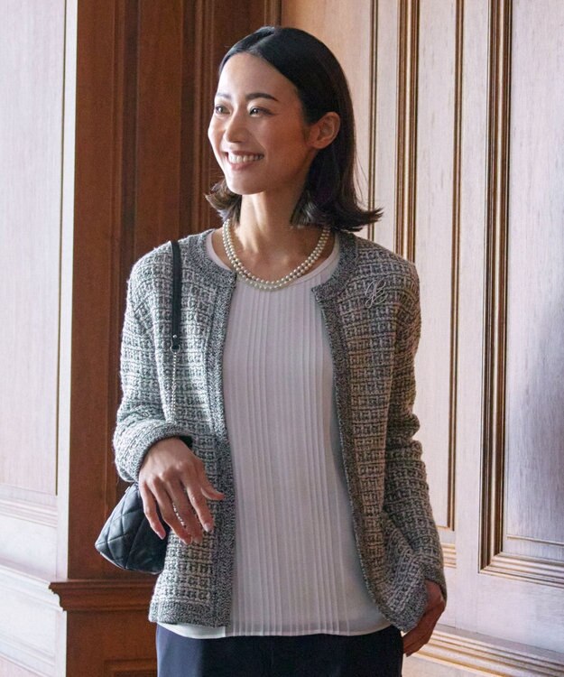 J.PRESS LADIES 【洗える】TWEED KNIT カーディガン ブラック系5