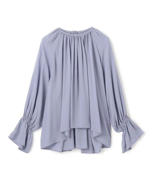 BEIGE， 【洗える】MUSCARI / ソフトシルクキャンディースリーブブラウス Antique Blue