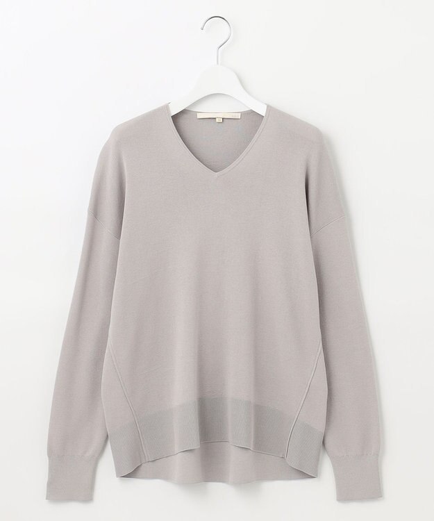 自由区 【XSサイズ～/洗える/セット着用可】ドライコットンハイゲージVネック ニット ベージュ系