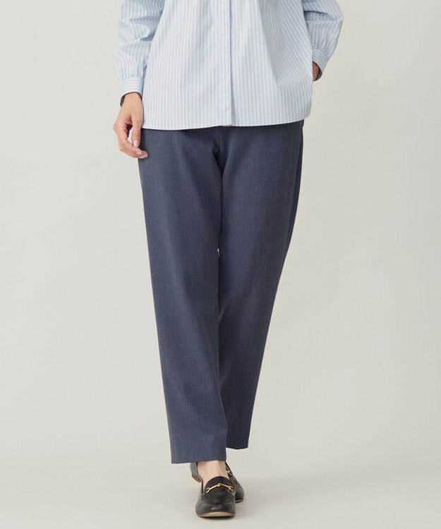 J.PRESS LADIES 【洗える】2way thermoサキソニー テーパード パンツ ネイビーシャンブレー系