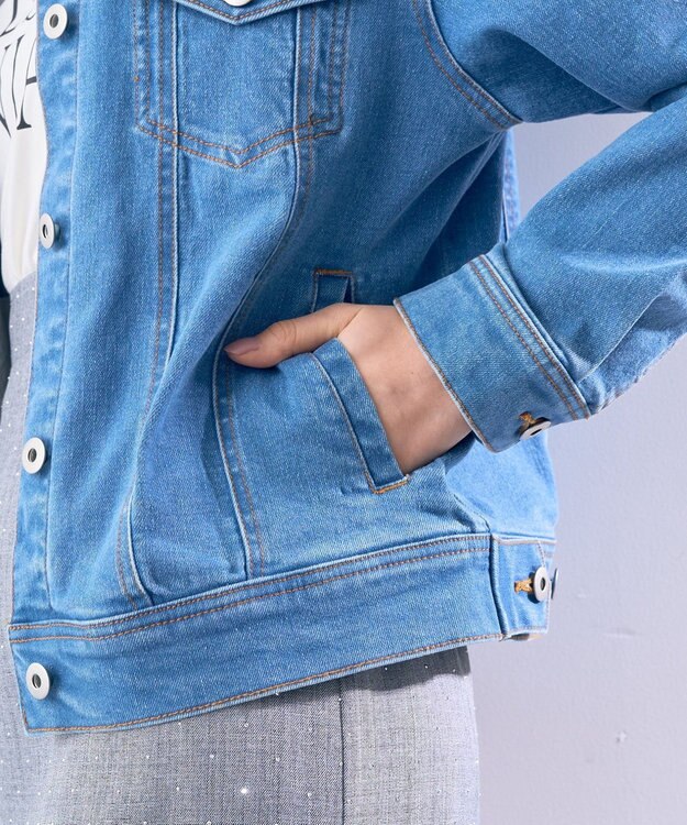 YECCA VECCA ノーカラーストレッチGジャン Indigo