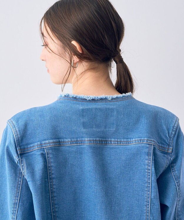 YECCA VECCA ノーカラーストレッチGジャン Indigo