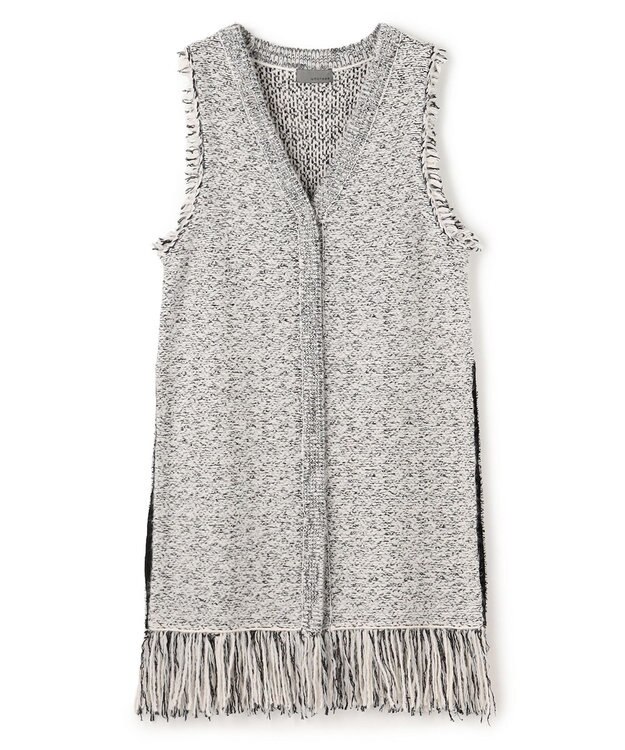 uncrave ツイードニット ジレ オフ×ブラック