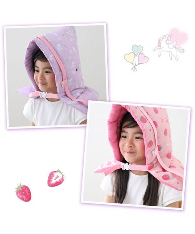 Mother garden マザーガーデン 防災頭巾 カバー 背もたれ 座布団  単品《ユニコーン/野いちご》 野いちご