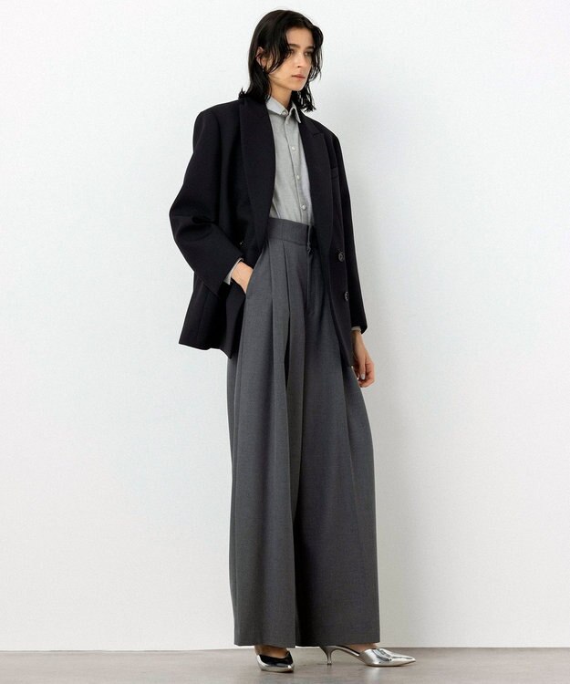 NAVE 【Nave・洗える】2WAYツイル ワイドパンツ ライトグレー系