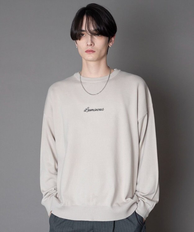 WEGO アクセ付きワンポイントニットプルオーバー（LS） グレー