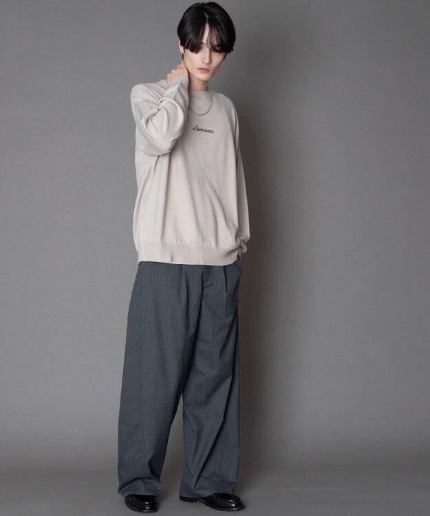 WEGO アクセ付きワンポイントニットプルオーバー（LS） グレー