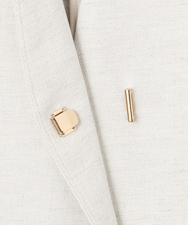 23区 L 【セットアップ対応】オックスストレッチ ノーカラー ジレ ライトグレー系