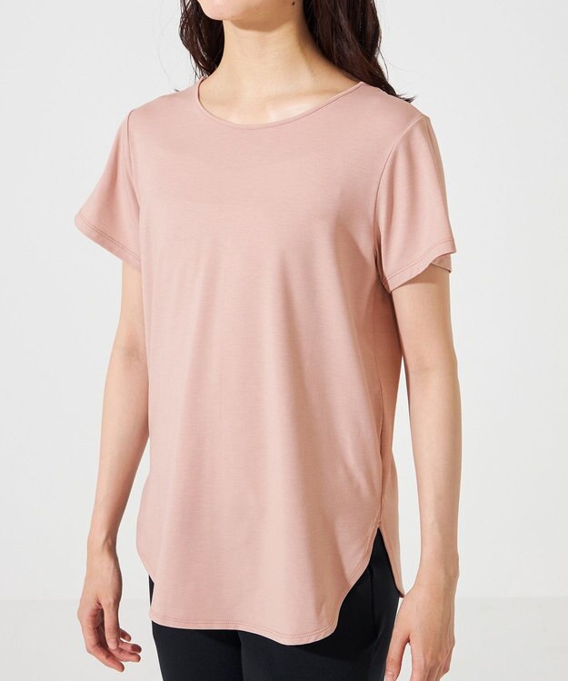 Chacott Chacott BALANCE バッククロスアクセントTシャツ グレイッシュローズ