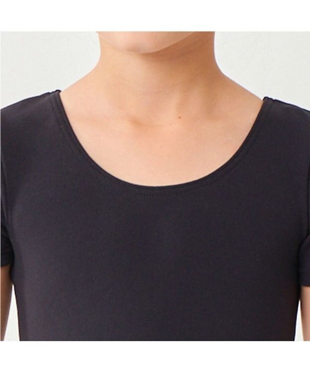 Chacott 丸首半袖レオタード（スムース） ブラック