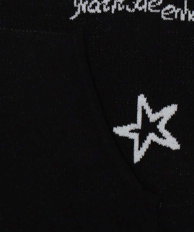 WEGO ジャガードグラフィックニットZIPパーカー ブラック