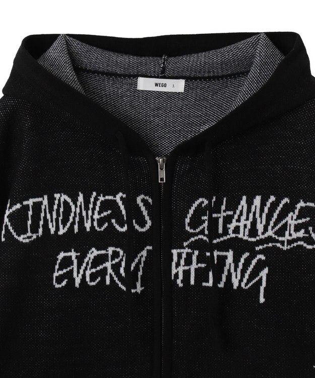 WEGO ジャガードグラフィックニットZIPパーカー ブラック