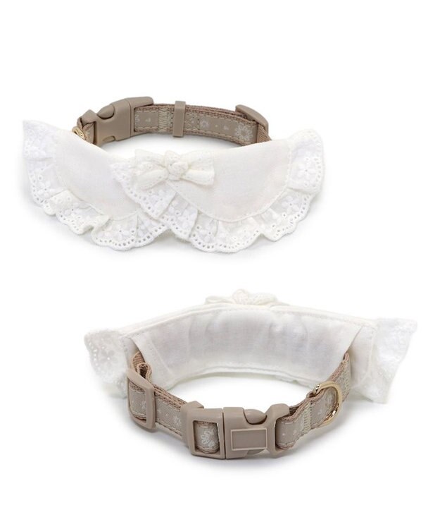 PET PARADISE ペットパラダイス コットンレース首輪 S ベージュ