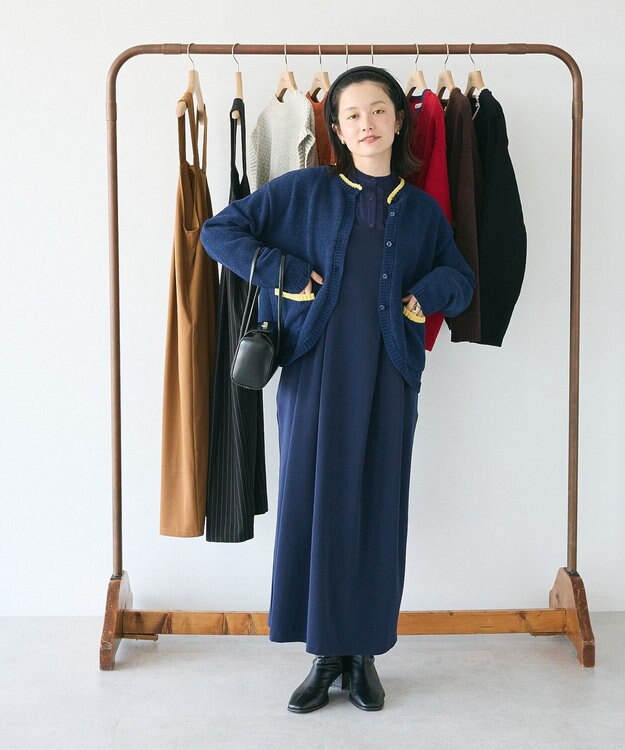 CRAFT STANDARD BOUTIQUE キナリノコラボ/洗える配色モールニットカーディガン/24AW Navy