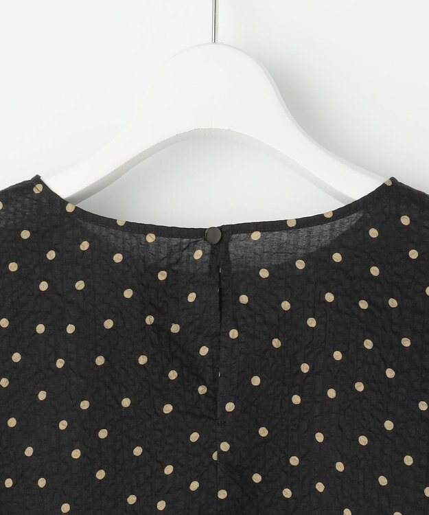 自由区 L 【17号サイズまで展開・WEB限定】コットンサッカープリント ブラウス ブラック×ブラウン