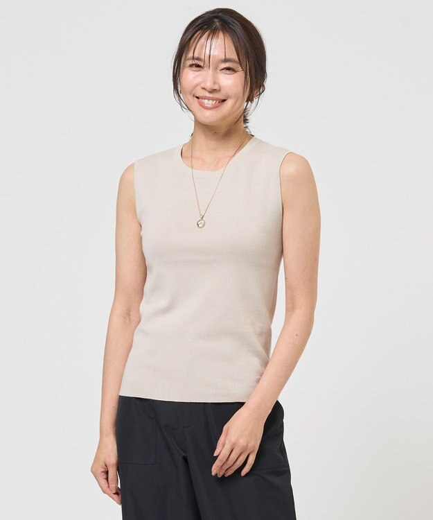 J.PRESS LADIES FINE COTTON SLEEVELESS タンクトップ グレージュ系