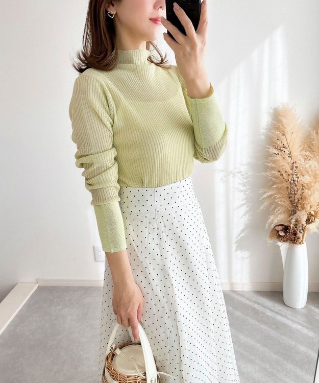 Green Parks AnriettMusee ドットフレアーロングスカート Off White