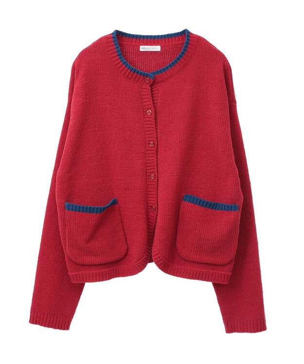 CRAFT STANDARD BOUTIQUE キナリノコラボ/洗える配色モールニットカーディガン/24AW Red