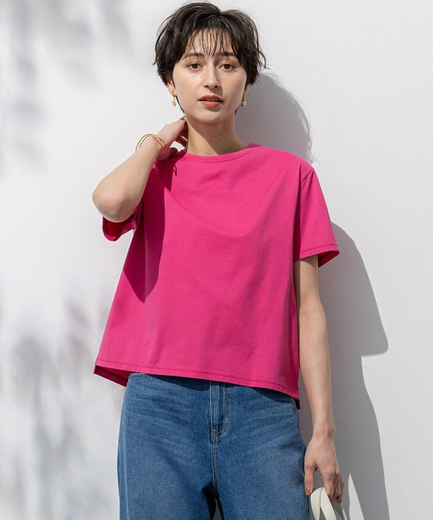 23区 L 【洗える】ハイエンド クルーネック Tシャツ マゼンタ系