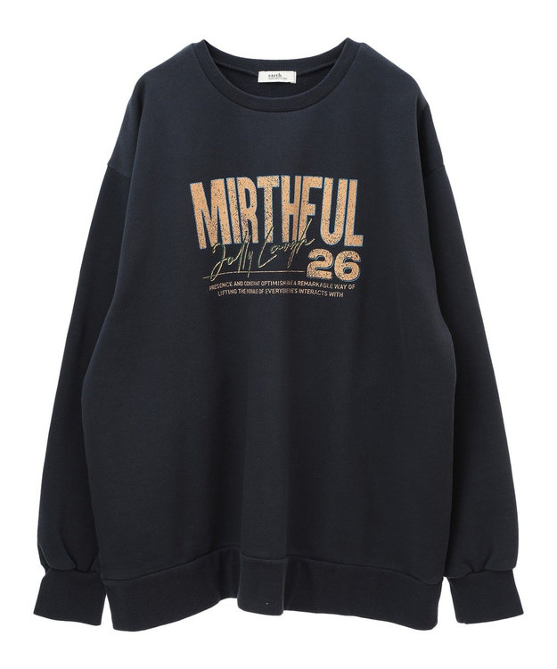 earth music&ecology ウ゛ィンテージ風裏毛ロゴプルオーバー Navy
