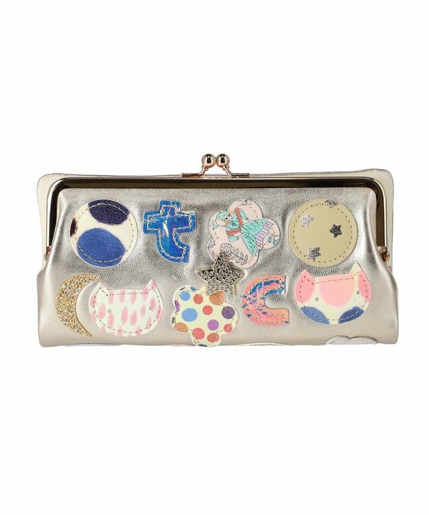 tsumori chisato CARRY tcパッチワーク がま口 長財布 ゴールド
