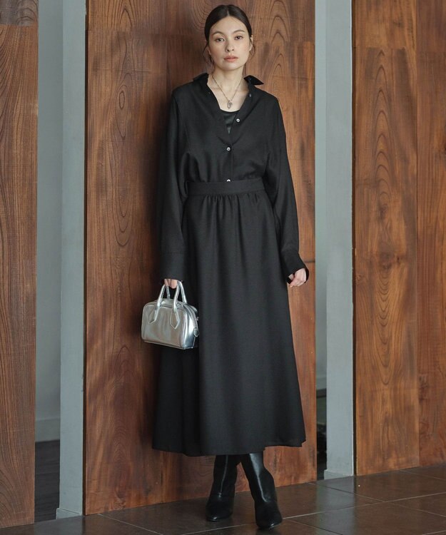 ICB L 【洗える】シャイニータンクトップ カットソー ブラック系