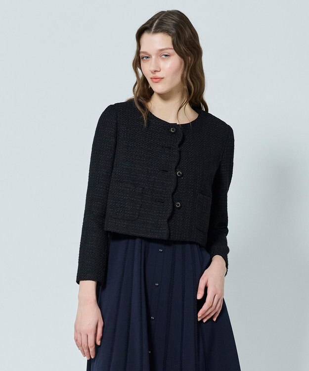 TOCCA 【消臭】BABY SCALLOP ツイードジャケット ブラック系