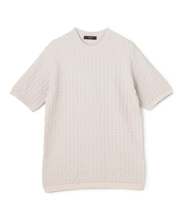JOSEPH HOMME ドライコットンリンクス　半袖クルーネックニット ライトグレー系