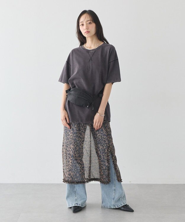 earth music&ecology レイヤードスカート(Long) Leopard