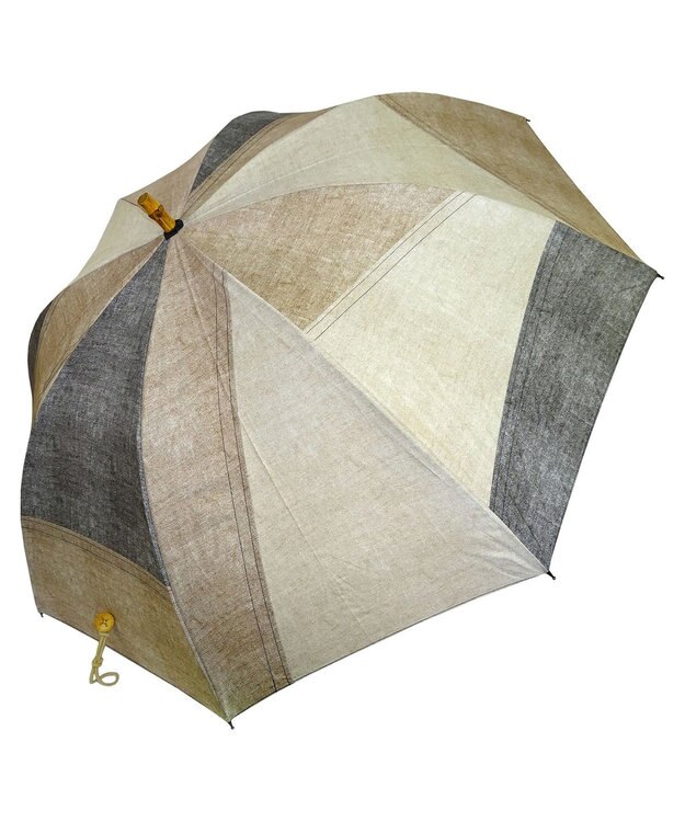 +RING 【UVカット90%以上】【限定/日本製】メンズ向け 長傘65cm BRN denim-like pattern SR335 ブラウン