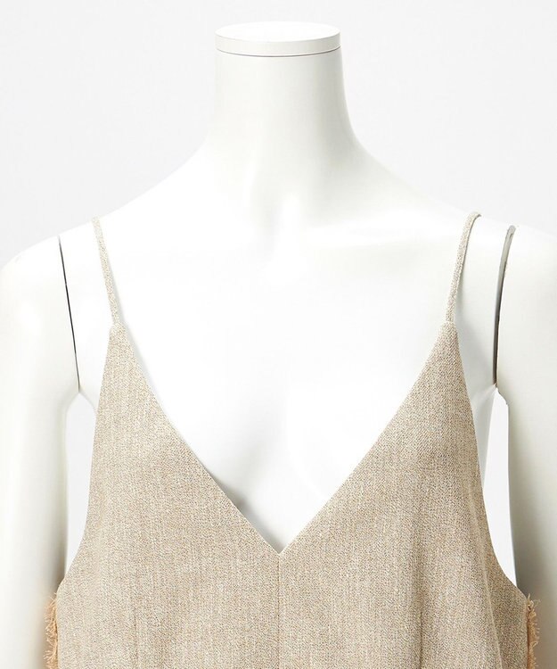 23区 【GOLD LABEL】リネンツイル サイドフリンジ オールインワン ベージュ系