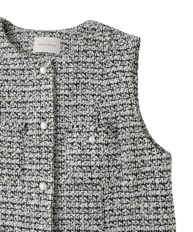 Green Parks Ｏ．ツィードペプラムベスト Black