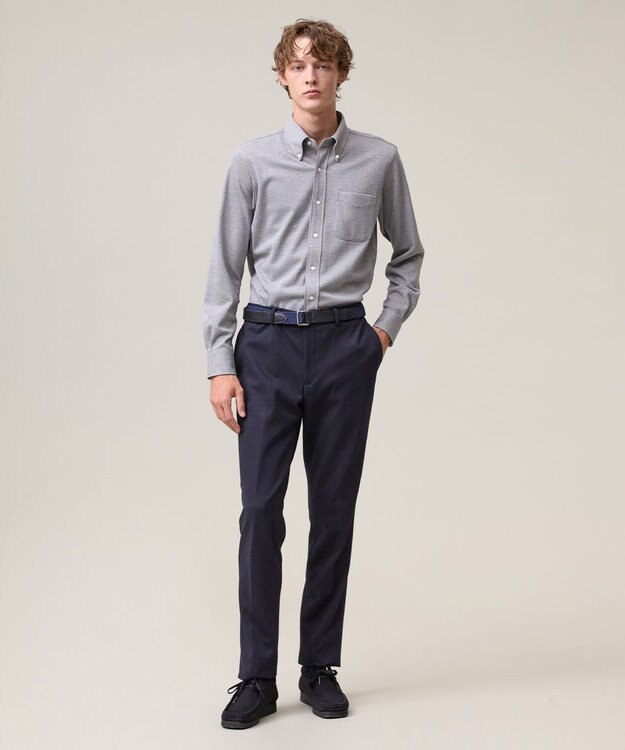 J.PRESS MEN ポロシャツのような快適な着心地【吸水速乾 / ストレッチ / 消臭 / ノンアイロン】エレスポジャージー ドレスシャツ / B.D. ライトグレー系