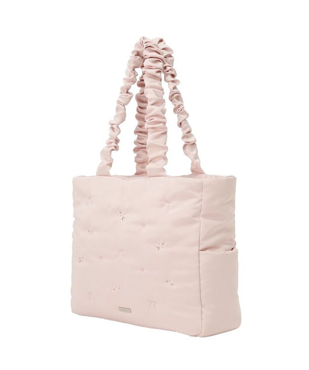 Maison de FLEUR ローズリボン刺繍パファートートバッグ Pink