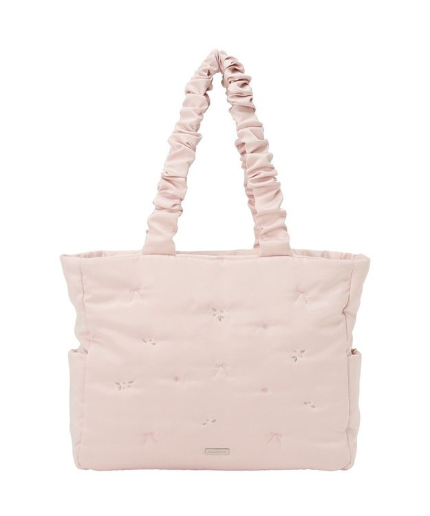 Maison de FLEUR ローズリボン刺繍パファートートバッグ Pink
