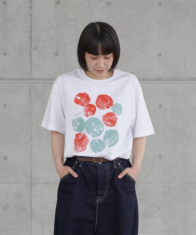 nitorito 【UNISEX】stone Tシャツ red×(whiteボディ)