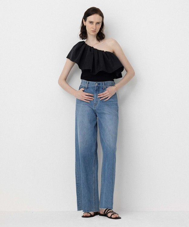 NAVE 【Nave・洗える/撥水/ストレッチ素材】ライトタフタ ワンショルダーブラウス ブラック系