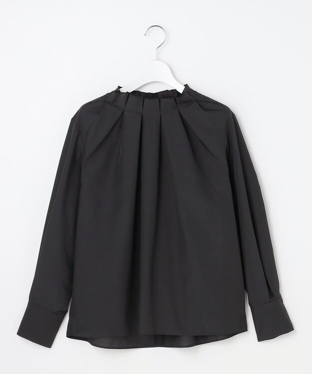自由区 【カタログ掲載】ナチュラルタッチスタンドカラー ブラウス ブラック