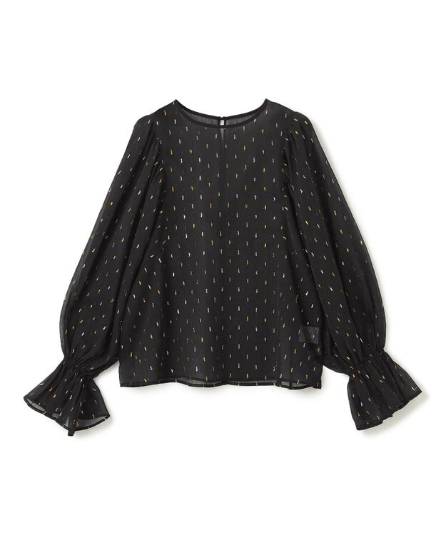 UNFILO ラメリンクルシフォン ブラウス ブラック