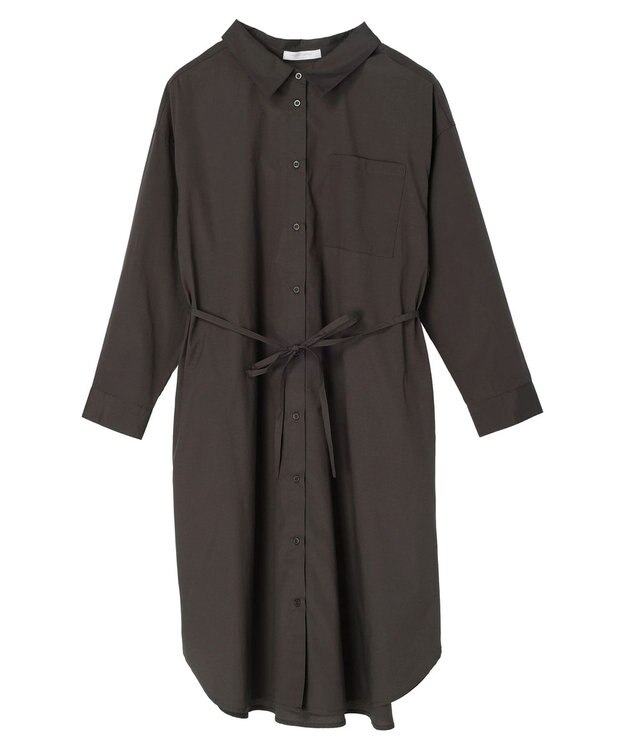Green Parks ミドル丈シャツワンピースII Charcoal Gray